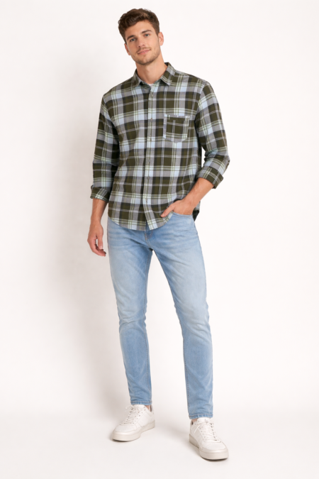 Flannel Cotton Matte Checks Shirt