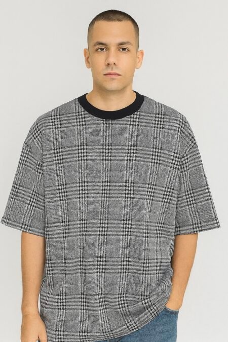 Designer Jacquard Knit DropShoulders T-shirt