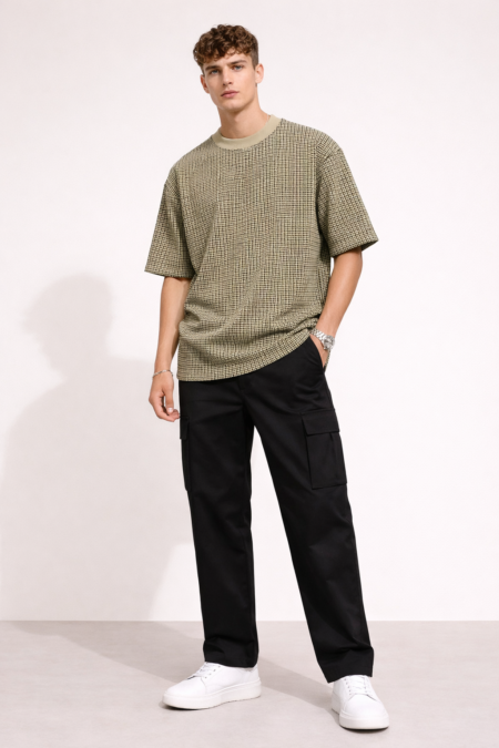 Designer Jacquard Knit DropShoulders T-shirt