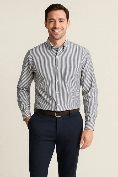 Cotton Oxford  Mini Stripes Shirt