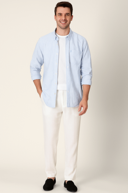 Cotton Oxford  Mini Stripes Shirt
