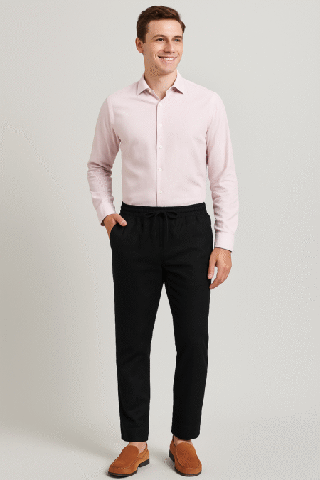 Ankle Fit Linen Blend Trousers