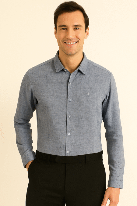 Linen Melange Solid Plain Shirt