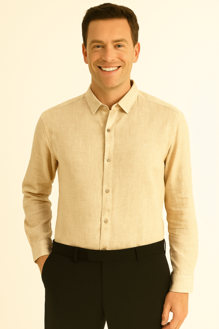 Linen Melange Solid Plain Shirt