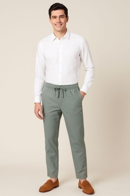 Ankle Fit Linen Blend Trousers