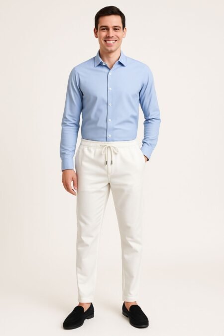 Ankle Fit Linen Blend Trousers