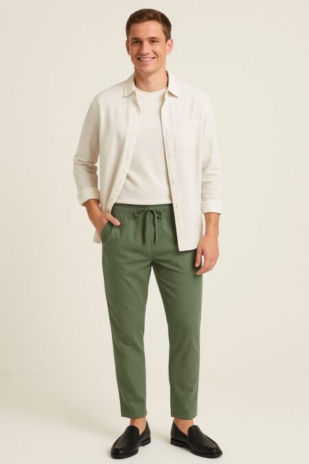 Ankle Fit Linen Blend Trousers