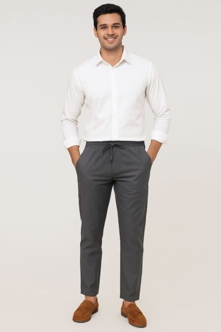Ankle Fit Linen Blend Trousers