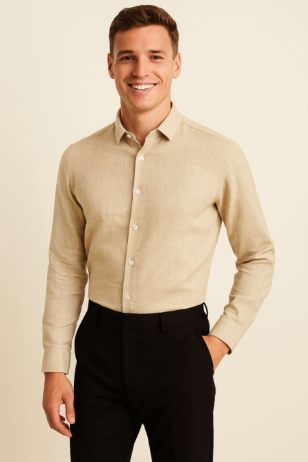 Linen Melange Solid Plain Shirt