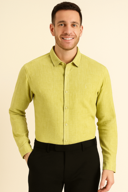 Linen Melange Solid Plain Shirt