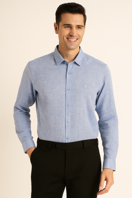 Linen Melange Solid Plain Shirt