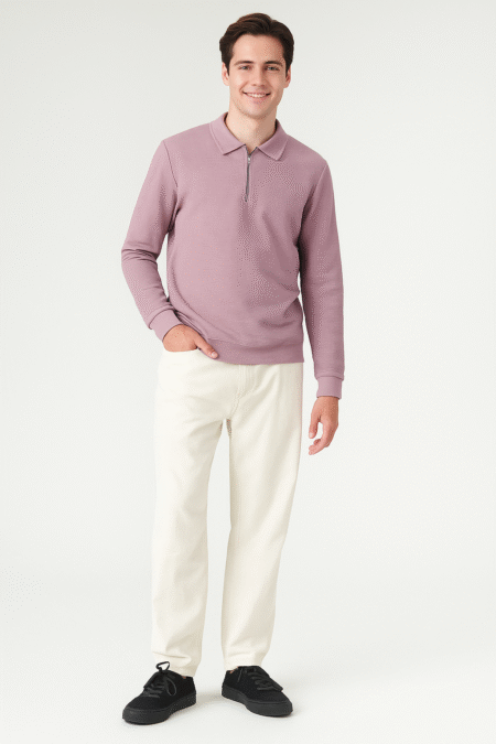 Designer Zipper Collar Full Sleeves T-shirt