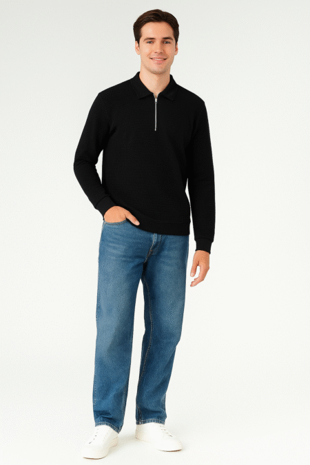 Designer Zipper Collar Full Sleeves T-shirt