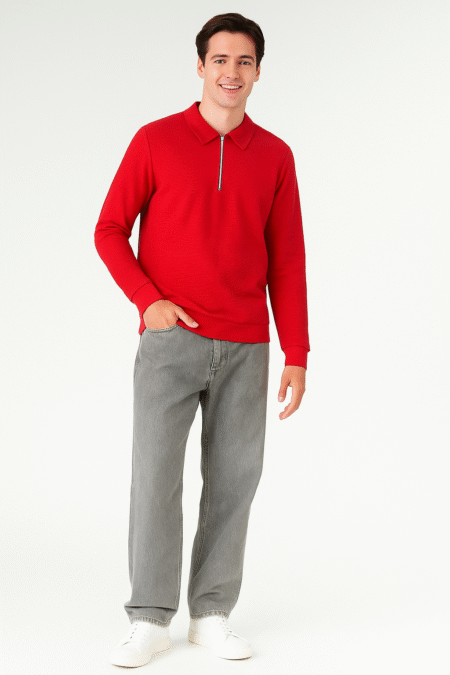Designer Zipper Collar Full Sleeves T-shirt