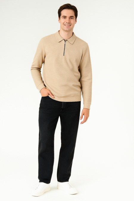 Designer Zipper Collar Full Sleeves T-shirt