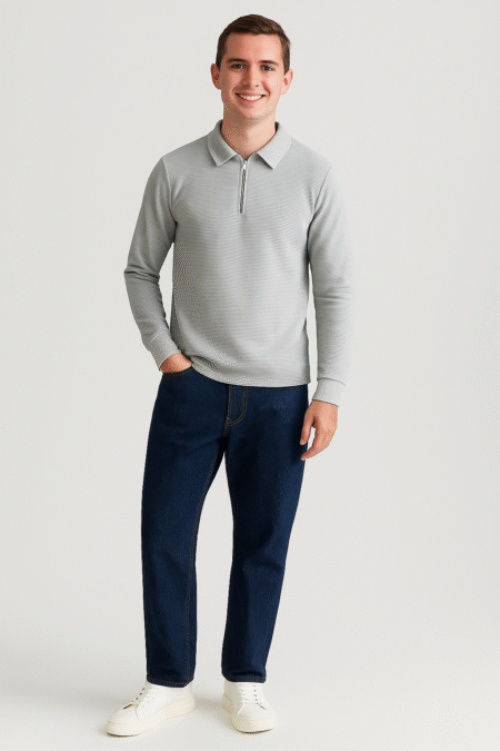 Designer Zipper Collar Full Sleeves T-shirt
