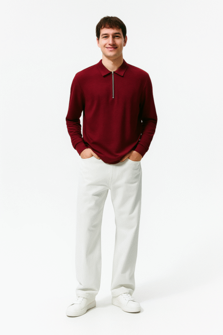 Designer Zipper Collar Full Sleeves T-shirt