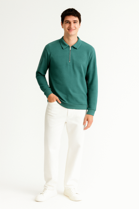 Designer Zipper Collar Full Sleeves T-shirt