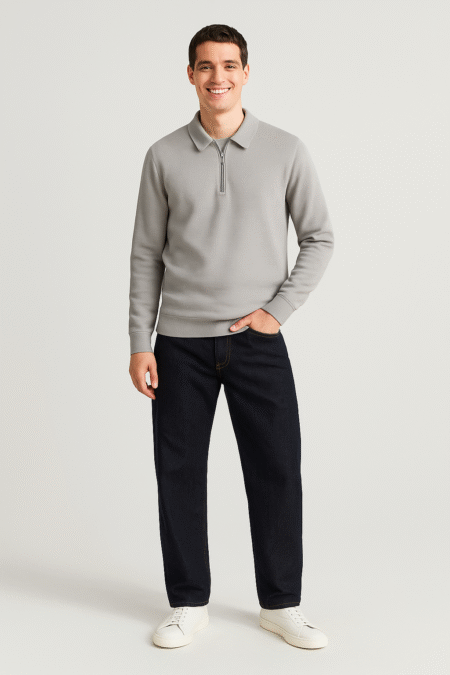 Designer Zipper Collar Full Sleeves T-shirt