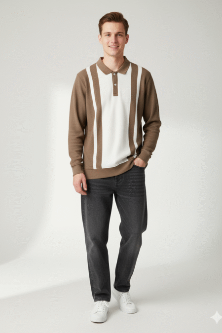 Knitted Full Sleeve Polo T-Shirt