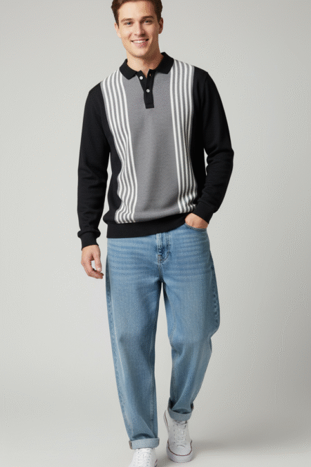Knitted Full Sleeve Polo T-Shirt