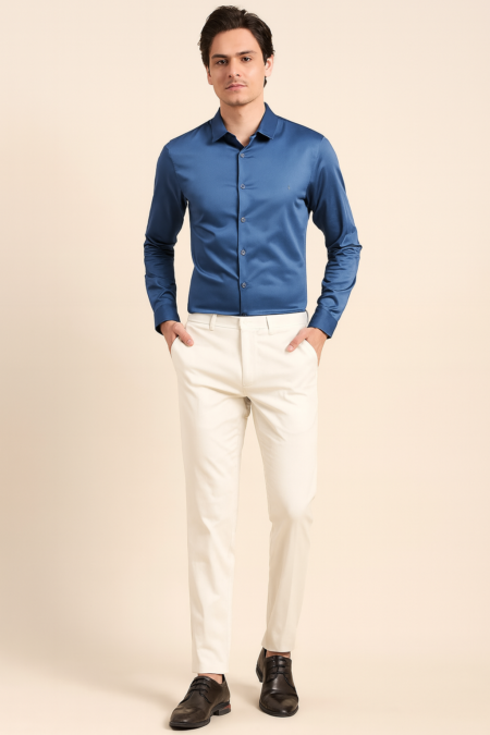 Men’s Wrinkle-Free Satin Plain Shirt