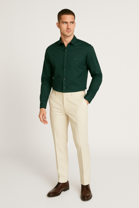 Men’s Wrinkle-Free Satin Plain Shirt