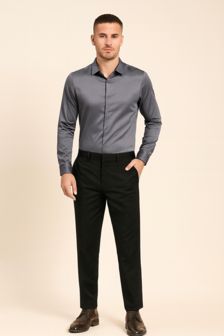 Men’s Wrinkle-Free Satin Plain Shirt