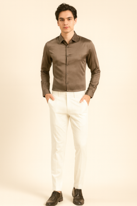 Men’s Wrinkle-Free Satin Plain Shirt
