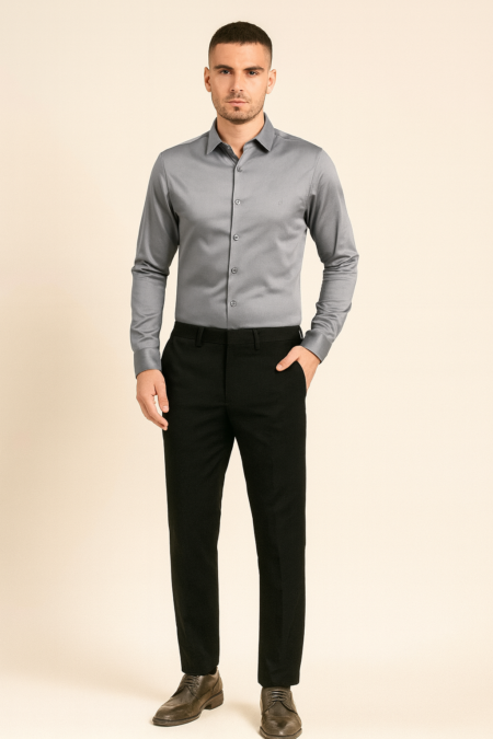 Men’s Wrinkle-Free Satin Plain Shirt