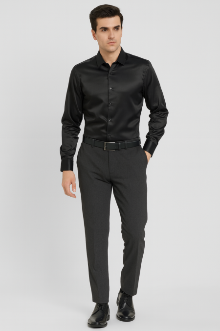 Men’s Wrinkle-Free Satin Plain Shirt