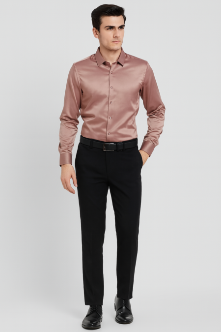 Men’s Wrinkle-Free Satin Plain Shirt